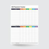 Bill betaling tracker, rekening organisator, factuur tracker, rekening planner, maandelijks Bill tracker, rekening betalingen logboek, maandelijks Bill tracker, uitgaven tracker, rekening organisator vector