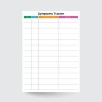 symptomen tracker, maandelijks symptoom logboek, symptomen logboek, symptoom tijdschrift, gezondheid log volger, symptoom grafiek, symptoom dagboek, maandelijks symptoom logboek, symptomen afdrukbare vector