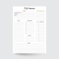 partij planner, evenement planner, gast lijst volger, minimalistisch partij planner, feest organisator, evenement overzicht, feest gast lijst, partij plan sjabloon vector