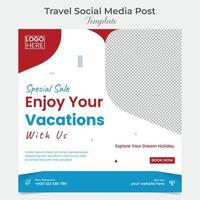 reizen vakantie vakantie tour plein folder post banier en sociaal media post sjabloon ontwerp vector