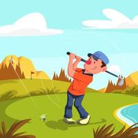 man golfen op de golfbaan vector