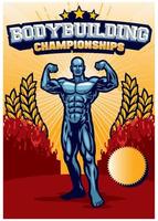 bodybuilder poster in wijnoogst stijl vector