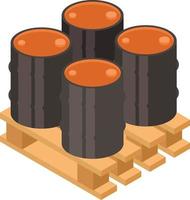 vier vaten van olie Aan een houten pallet vector