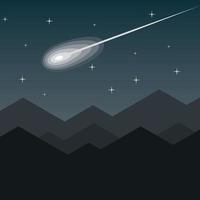 vector beeld van een meteoroïde knippert in de lucht