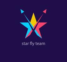 vliegtuig logo stijgende lijn door de ster. uniek kleur overgangen. creatief ster en wedstrijd logo sjabloon. vector