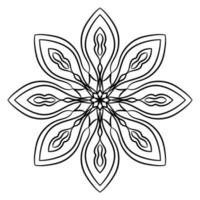 zwarte omtrek bloem mandala. doodle ronde decoratief element voor het kleuren van boek geïsoleerd op een witte achtergrond. bloemen geometrische cirkel. vector