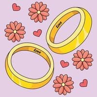 bruiloft ringen gekleurde tekenfilm illustratie vector