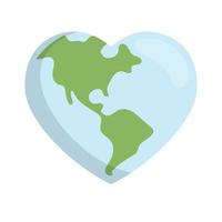 hart vormig planeet aarde icoon. opslaan de wereld. eco vriendelijk milieu bericht. liefde. kaart gecentreerd in Amerika. vector