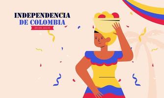 vlak 20 de julio illustratie, festiviteiten in Colombia vector