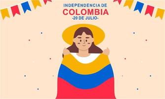 vlak 20 de julio illustratie, festiviteiten in Colombia vector