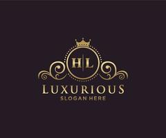 eerste hl brief Koninklijk luxe logo sjabloon in vector kunst voor restaurant, royalty, boetiek, cafe, hotel, heraldisch, sieraden, mode en andere vector illustratie.