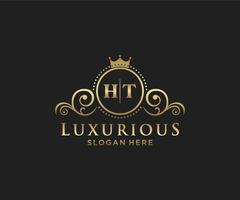 eerste ht brief Koninklijk luxe logo sjabloon in vector kunst voor restaurant, royalty, boetiek, cafe, hotel, heraldisch, sieraden, mode en andere vector illustratie.