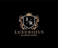 eerste ir brief Koninklijk luxe logo sjabloon in vector kunst voor restaurant, royalty, boetiek, cafe, hotel, heraldisch, sieraden, mode en andere vector illustratie.