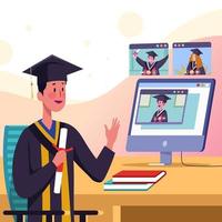 online virtuele afstuderen vector