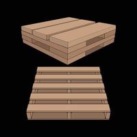 reeks van houten pallet vector illustratie Aan zwart achtergrond . geïsoleerd isometrische hout container. isometrische vector houten pallet.