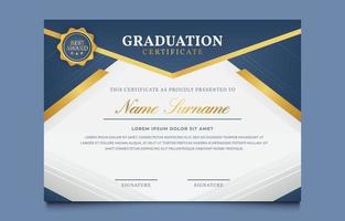 blauw en goud afstuderen certificaat awards sjabloon vector