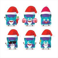 de kerstman claus emoticons met blauw zak tekenfilm karakter vector