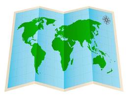 viervoudig wereldkaartpapier op een witte achtergrond vector