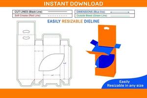 macht bank venster karton doos met hanger dieline sjabloon en 3d vector het dossier doos dieline en 3d doos