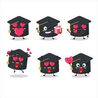 college heet tekenfilm karakter met liefde schattig emoticon vector