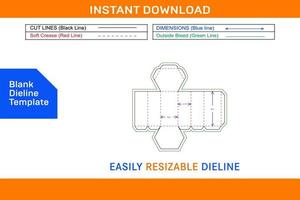 zeshoekig verpakking doos dieline sjabloon en 3d doos ontwerp blanco dieline sjabloon vector