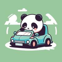 een panda is het rijden een auto met een licentie bord vector