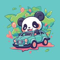 panda het rijden een auto in een tekenfilm stijl vector