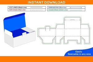 masker doos dieline sjabloon en 3d doos ontwerp doos dieline en 3d doos vector