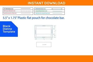 dieline sjabloon van plastic vlak etui voor chocola staafblanco dieline sjabloon vector