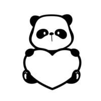 weinig panda silhouet maken schattig gebaren dier tekenfilms voor kinderen vector