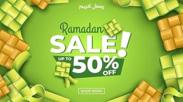 Ramadan uitverkoop met ketupats achtergrond vector
