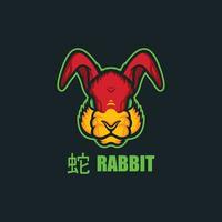konijn Chinese dierenriem logo voor mascotte of emblemen vector