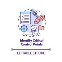 identificeren kritiek controle points concept icoon. voedsel productie. haccp beginsel abstract idee dun lijn illustratie. geïsoleerd schets tekening. bewerkbare beroerte vector