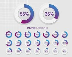 set cirkelpercentagediagrammen. vector