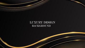 luxe abstract zwart met glimmend golvend goud lijn achtergrond vector. luxe elegant thema ontwerp vector