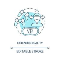 uitgebreid realiteit turkoois concept icoon. ruimtelijk computergebruik. metaverse technologie abstract idee dun lijn illustratie. geïsoleerd schets tekening. bewerkbare beroerte vector