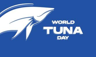 wereld tonijn dag met tonijn vis illustratie geïsoleerd Aan blauw achtergrond. voor poster, banier, kaart uitnodiging, sociaal media vector