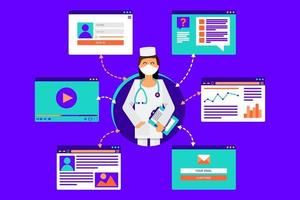 online geneeskunde arts consult web app kliniek vector