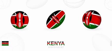 sport- pictogrammen voor Amerikaans voetbal, rugby en basketbal met de vlag van Kenia. vector