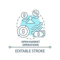 Open markt operaties turkoois concept icoon. regering aanbiedingen met inflatie abstract idee dun lijn illustratie. geïsoleerd schets tekening. bewerkbare beroerte vector