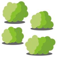 reeks van vier verschillend tekenfilm groen struiken geïsoleerd Aan wit achtergrond. vector illustratie