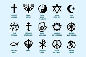 religieuze tekens ingesteld. iconen van religie en geloof vector