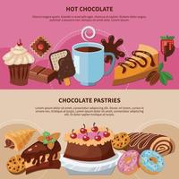chocolade gebak platte banners vector illustratie