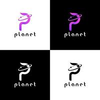 planeet logo ontwerp met brief p vector