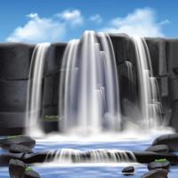 waterval en rotsen achtergrond vectorillustratie vector