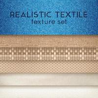 realistische textiel textuur horizontale set vectorillustratie vector