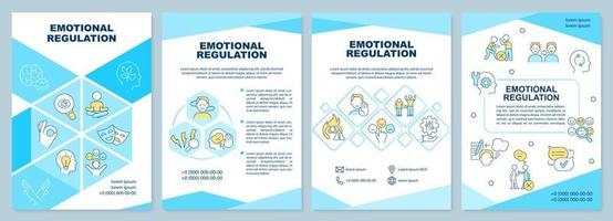 emotioneel regulatie turkoois brochure sjabloon. brochure ontwerp met lineair pictogrammen. bewerkbare 4 vector indelingen voor presentatie, jaar- rapporten
