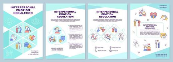 interpersoonlijk emotie regulatie brochure sjabloon. brochure ontwerp met lineair pictogrammen. bewerkbare 4 vector indelingen voor presentatie, jaar- rapporten