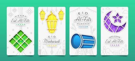 eid al-fitr besnoeiing papier groet kaart verzameling vector