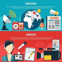 massamedia en journalisten horizontale banners vector